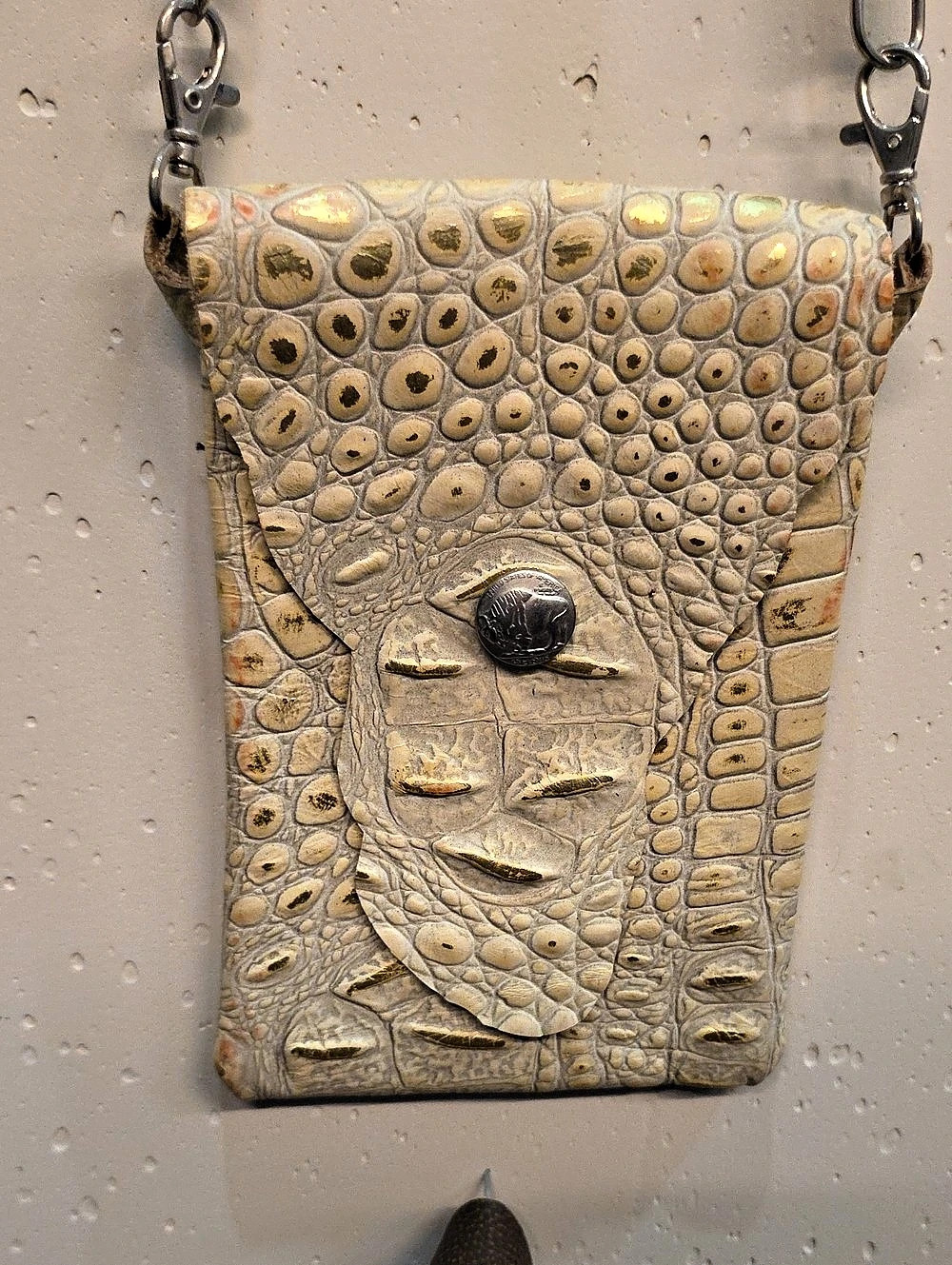 Textured Crossbody Bag in Tan & Brown
